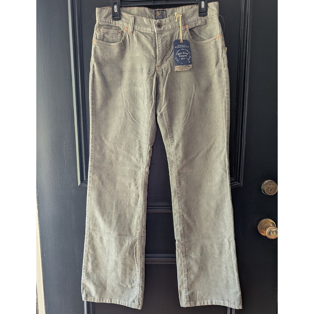 Vtg Y2K Ralph Lauren Polo Jeans Co Sage Green Corduroy Pants Flare Womens 6 NWT